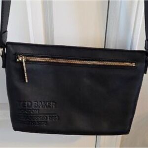 Ted Baker Black Leather Crossbody Bag with Gold Zip